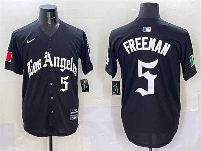 Mens Los Angeles Dodgers #5 Freddie Freeman Black Mexico 2025 LA Gothic Style With Fernando Patch Vapor Premier Limited Stitched Jersey